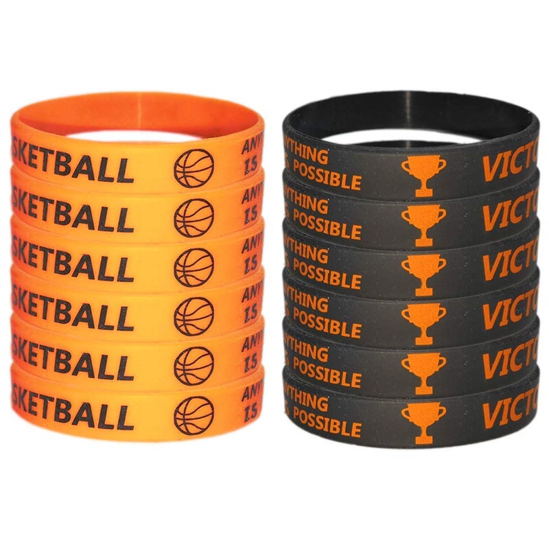 CupaPlay 24 PCS Basketball Motivational Silicone Wristband Bulk for Teenagers - Personalized Silicone Rubber - Sports - Party Favors and Supplies - Carnival/Events/Prize - Image 1